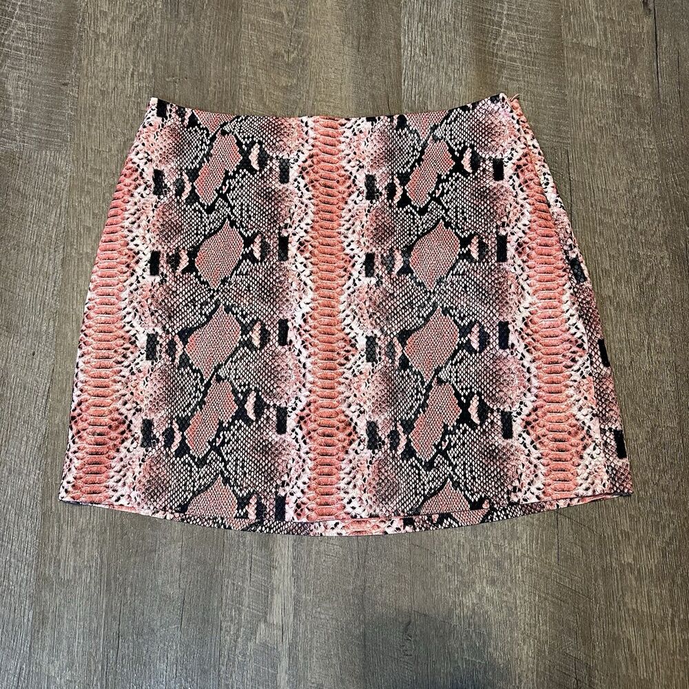 Vici x Gina Pink Snake Print Embossed Mini Skirt Animal Reptile Print XL